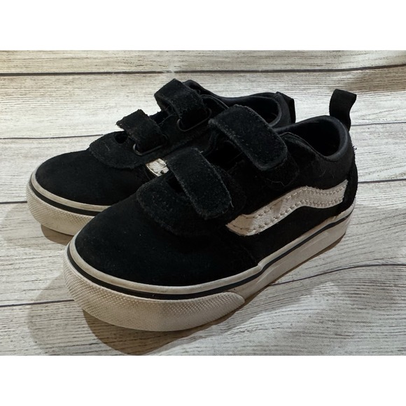 Vans Other - Vans Ward V Toddler Shoes Black White Suede Canvas Strap Skate Sz 7